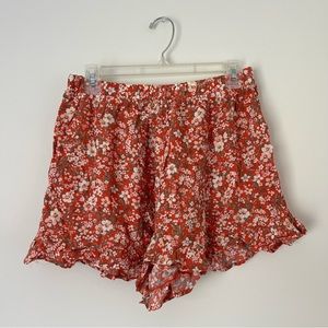 American eagle orange floral shorts